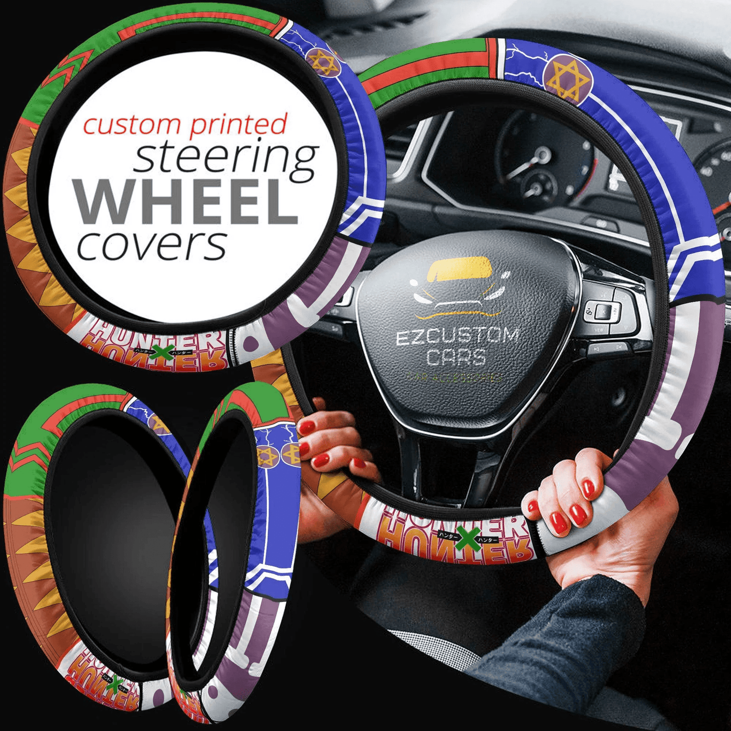 Gon Freecss x Killua Zoldyck Anime Steering Wheel Cover Custom Anime Hunter x Hunter Car Accessories