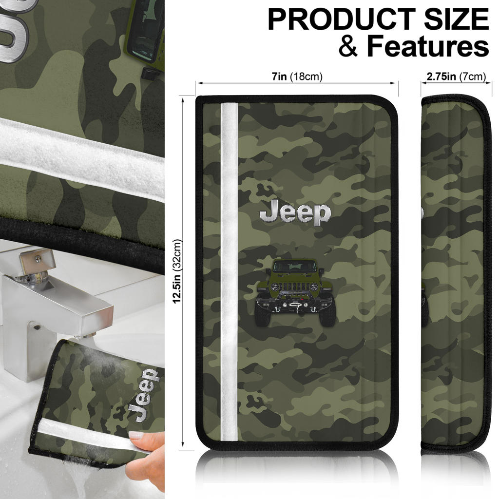 Green Jeep Camouflage Car Seat Belt Cover Custom Car Accessories