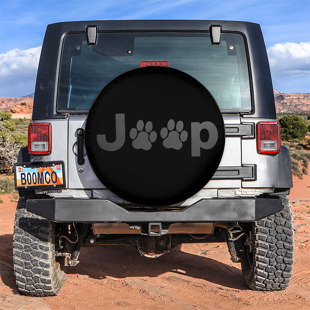 Grey Jeep Side Fender Dog Paws Car Spare Tire Cover