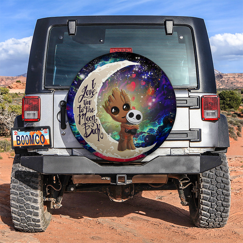 Groot Hold Jack Skelington Love You To The Moon Galaxy Car Spare Tire Cover