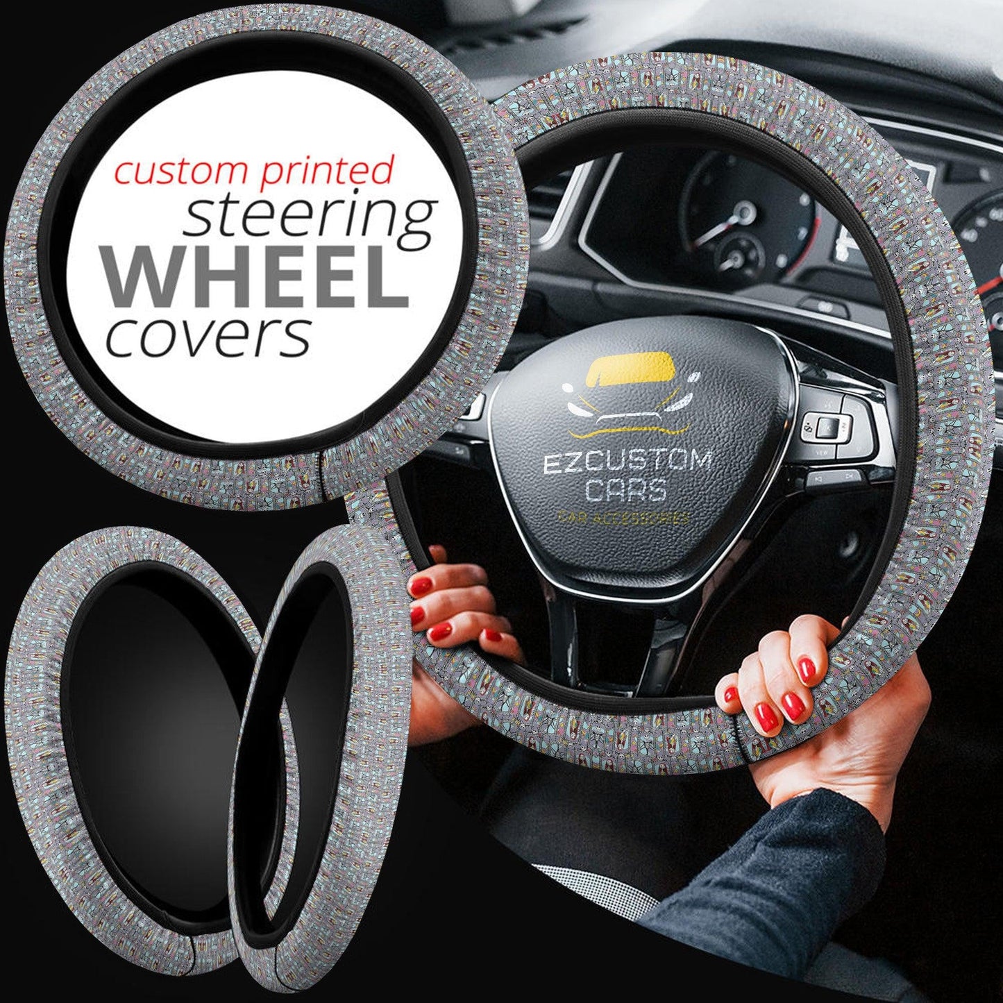 Halloween Car Accessories Steering Wheel Cover Halloween Jack Sally Pattern