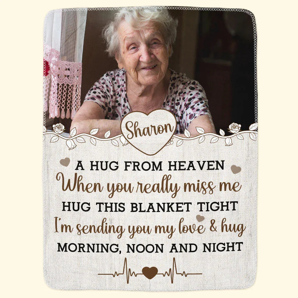 Hug From Heaven - New Version - Personalized Photo Blanket