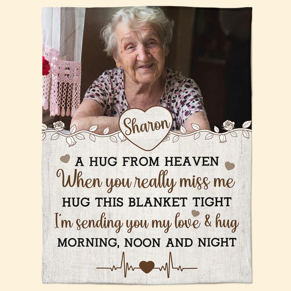 Hug From Heaven - New Version - Personalized Photo Blanket