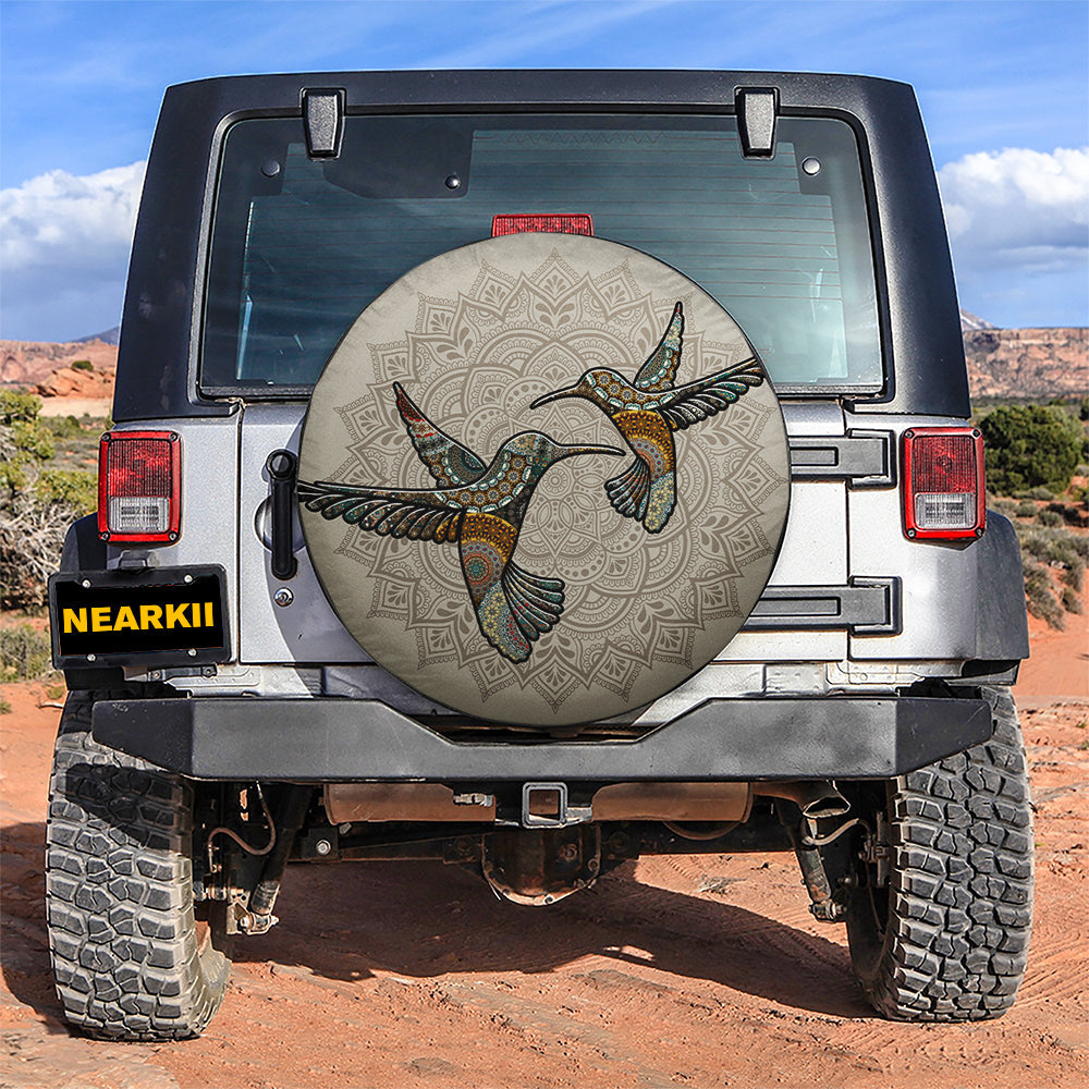 Hummingbird Mandala Vintage Car Spare Tire Cover