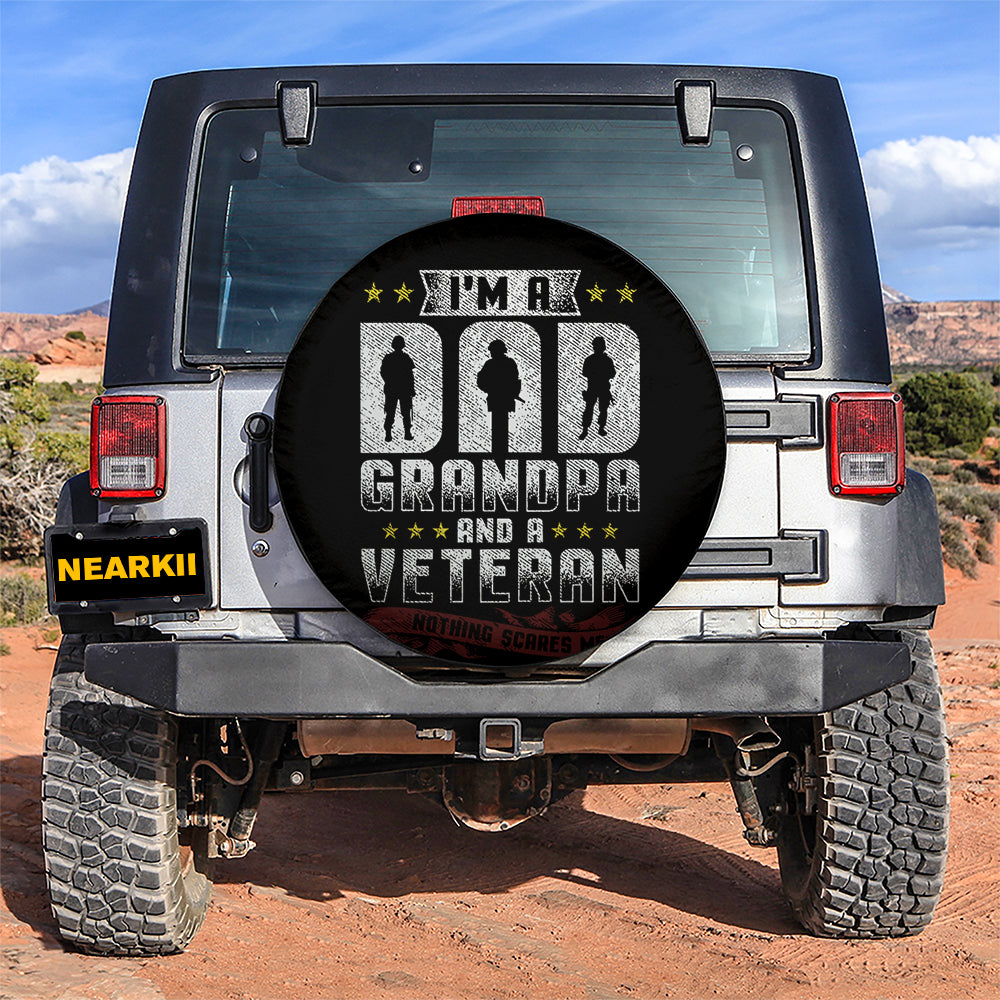 I Am A Dad Veteran Grandpa Car Spare Tire Cover