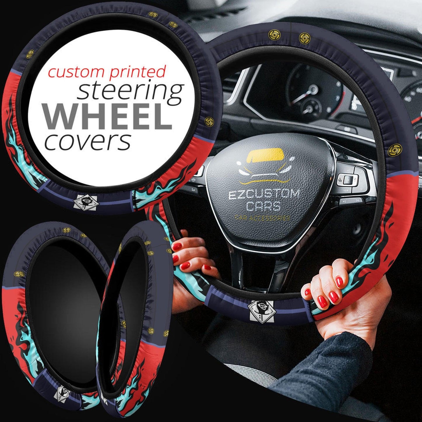 Itadori Yuji Anime Steering Wheel Cover Jujutsu Kaisen Custom Anime Car Accessories