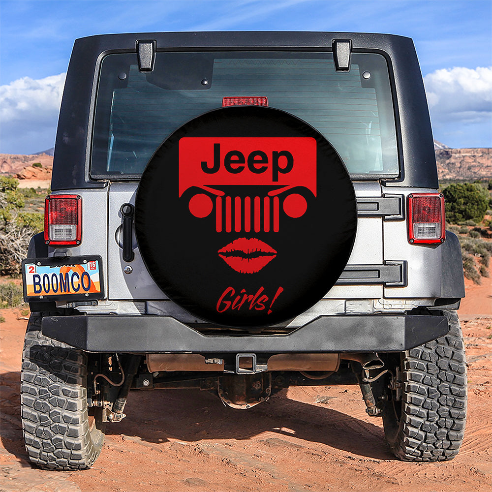Jeep Girl Red Car Spare Tire Cover