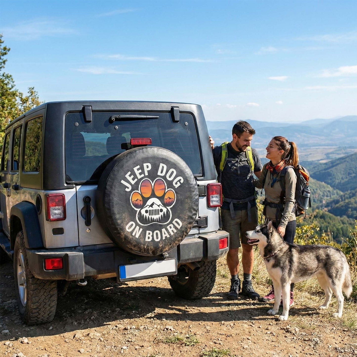 Jeep Dog On Board Spare Tire Cover - Jeep Leather Wheel Cover - Car Accessories