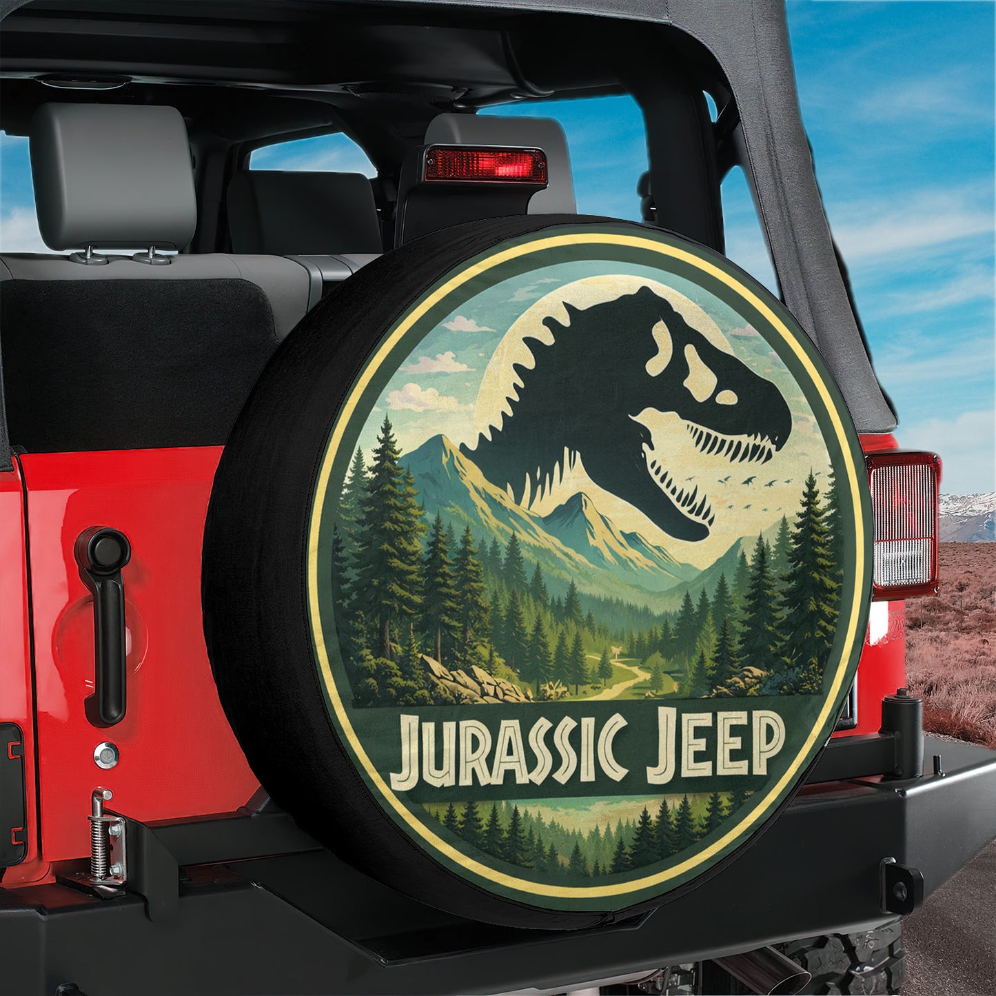 Jurassic Park Leather Wheel Cover – Spare Tire Cover for Car Accessories - Image 6