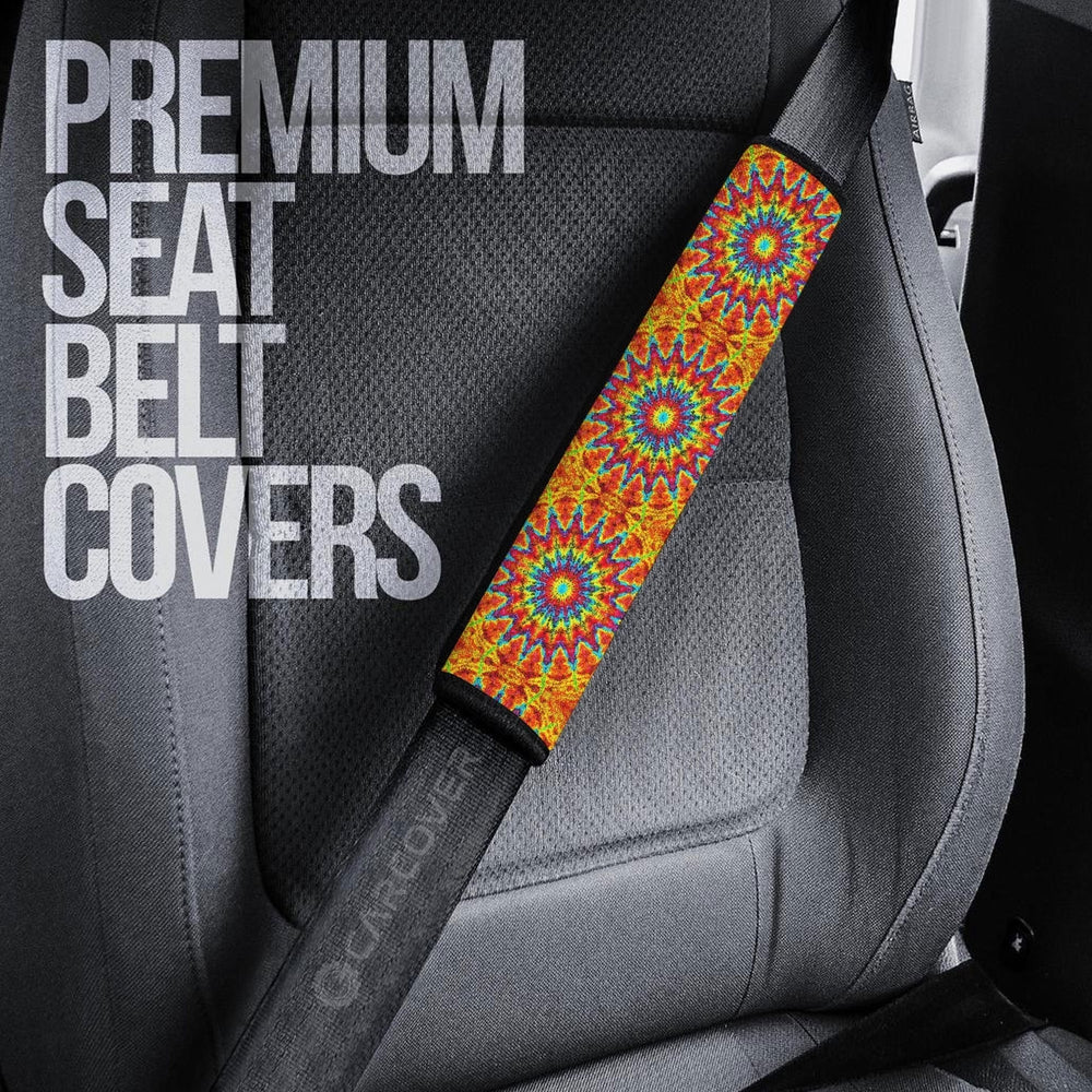 Kaleidoscope Tie Dye Seat Belt Covers Custom Hippie Car Accessories Gifts