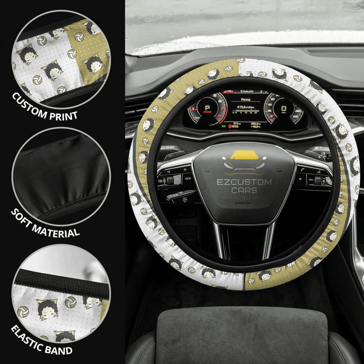 Keiji Akaashi Anime Steering Wheel Cover Custom Haikyuu Anime Car Accessories