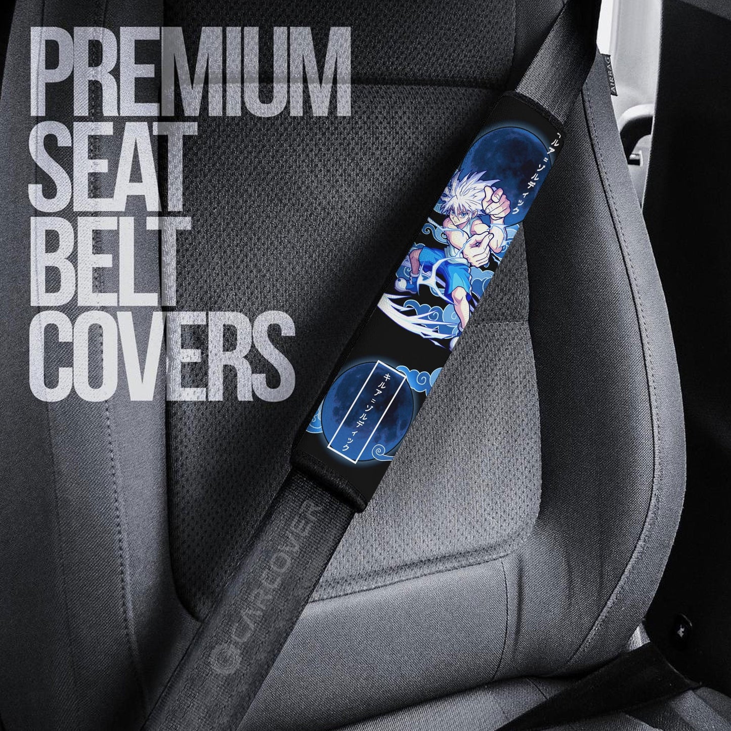 Killua Zoldyck Seat Belt Covers Custom Anime Hunter x Hunter Car Interior Accessories