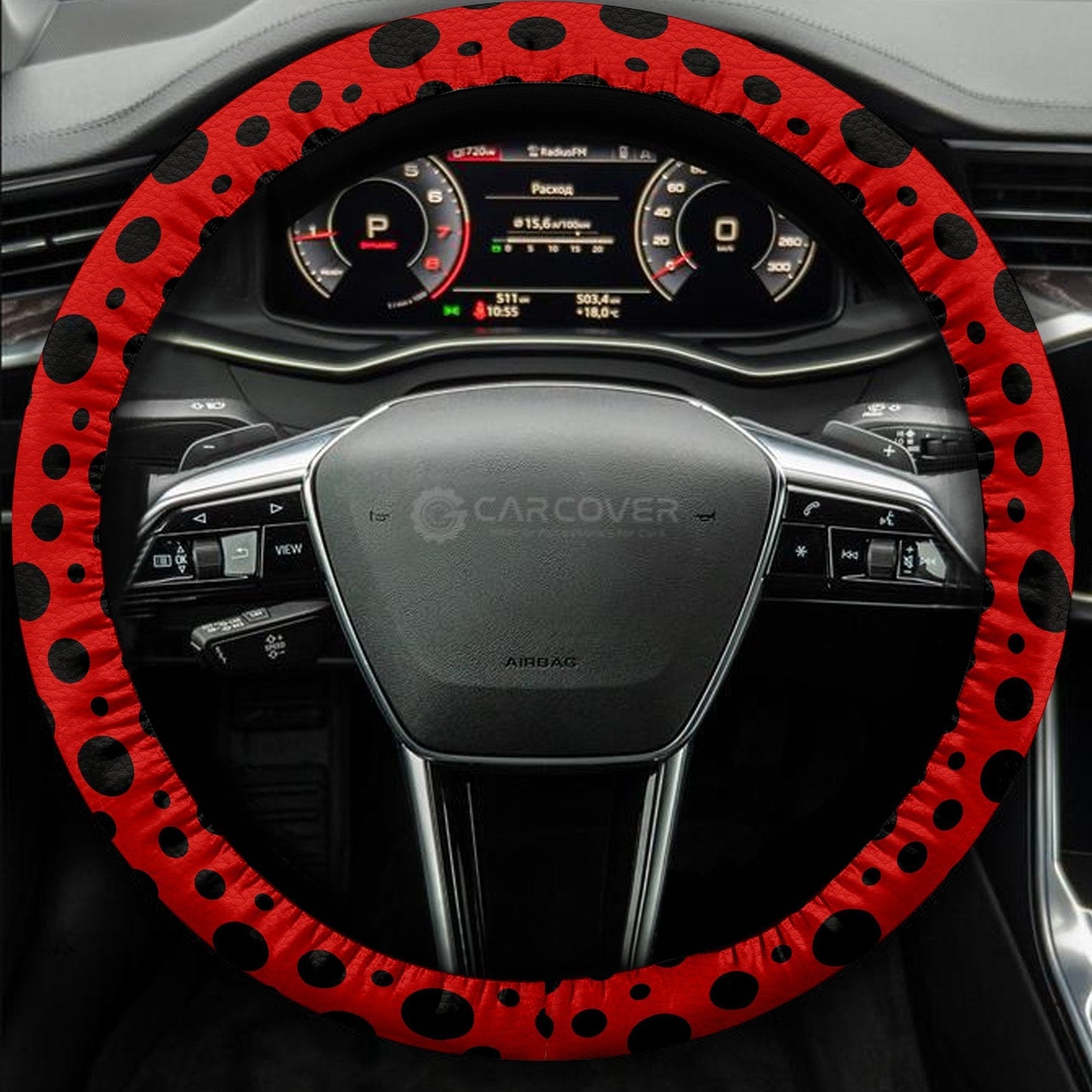 Lady Bug Steering Wheel Cover Custom Animal Skin Printed Car Interior Accessories