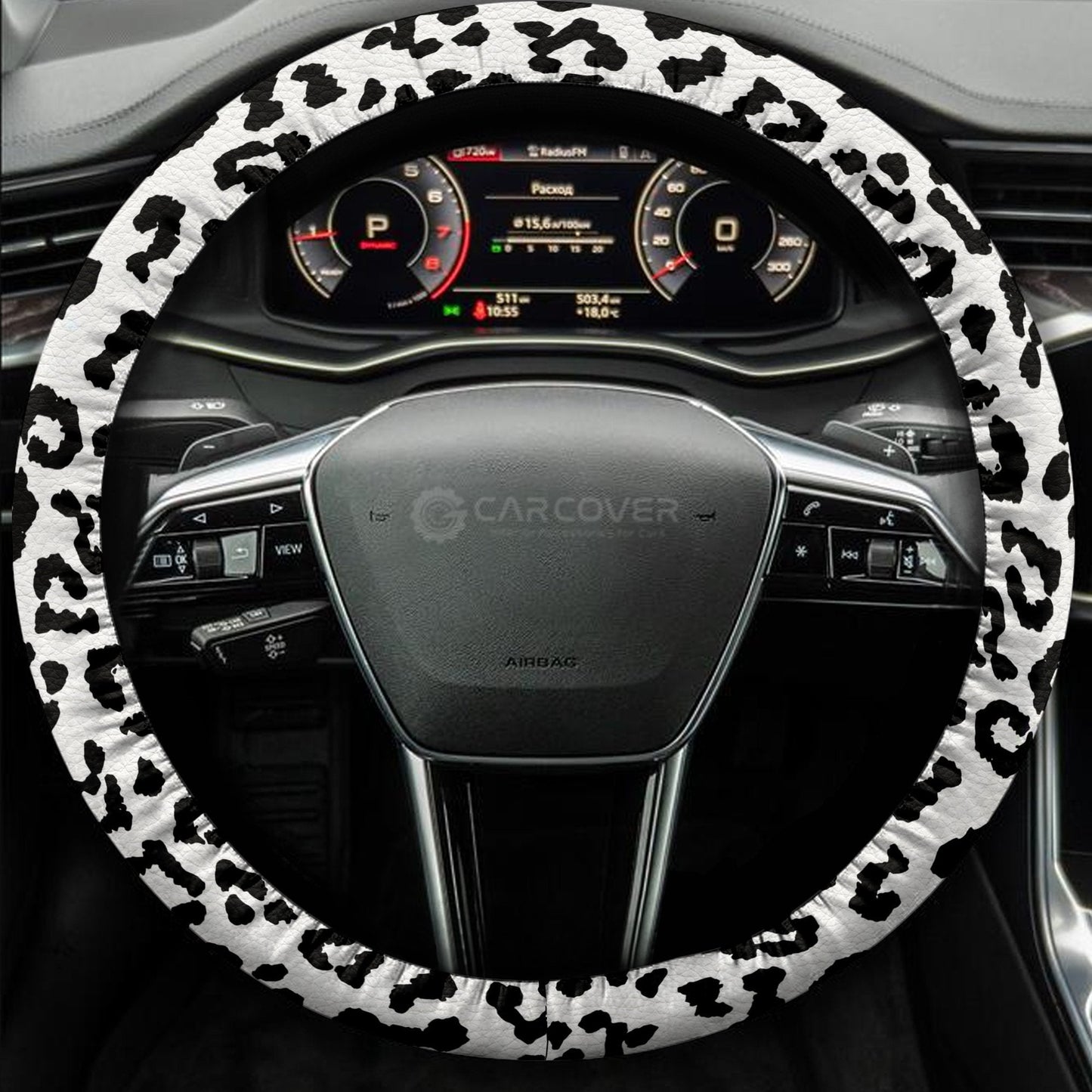 Leopard Steering Wheel Cover Custom Animal Skin Printed Car Interior Accessories