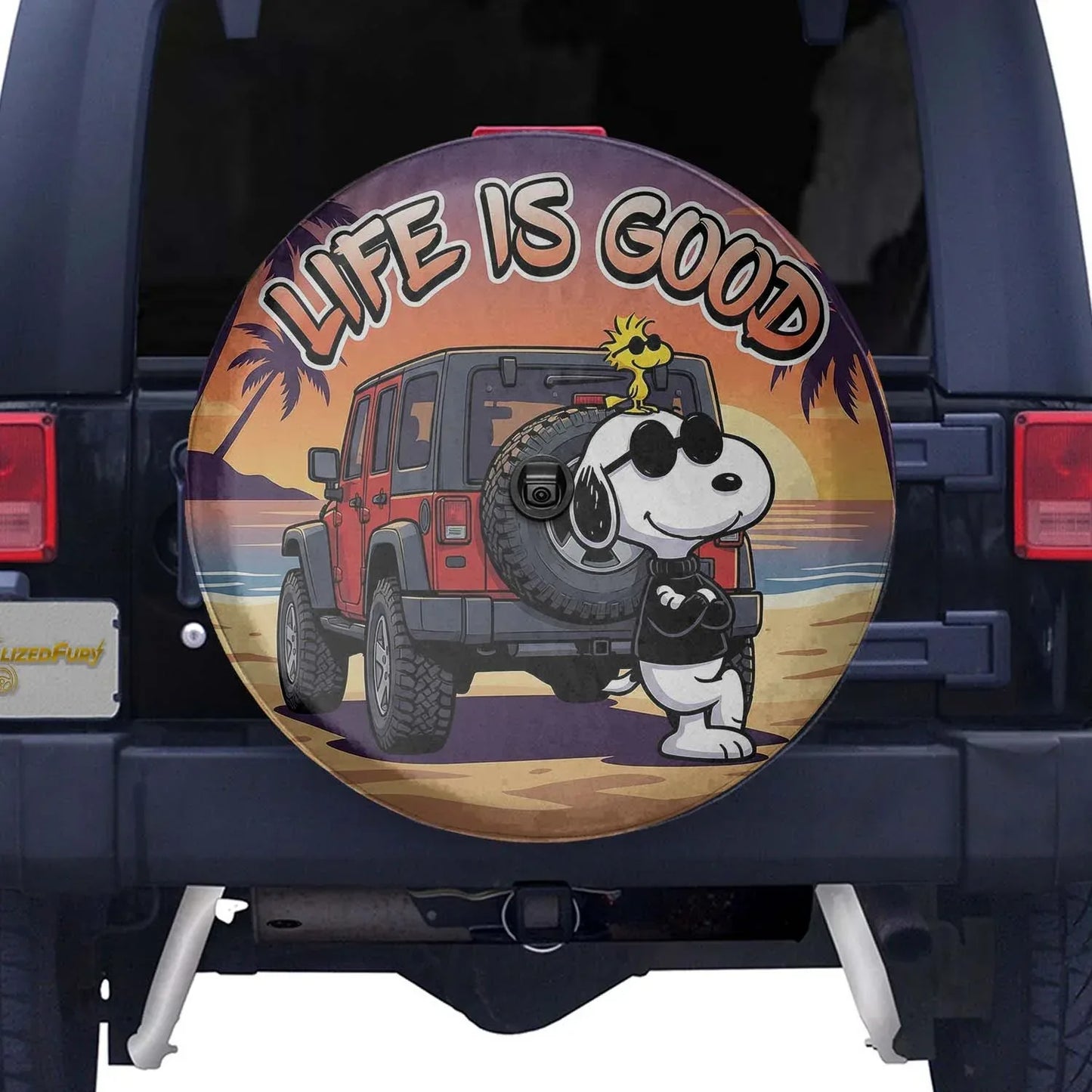 Life Is Good Snoopy Leather Jeep Spare Tire Cover - PersonalizedFury