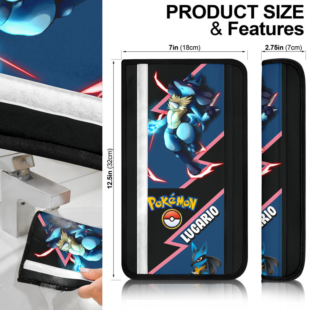 Lucario car seat belt covers Anime Custom Car Accessories