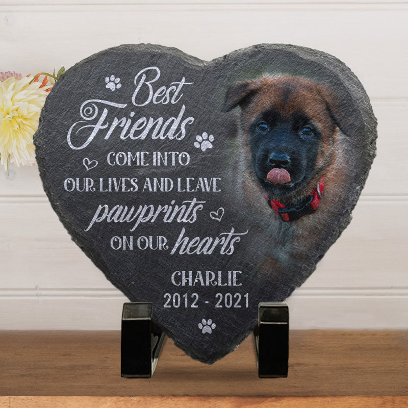 Custom Photo Heart Shaped Memorial Stone - Personalized Pet Memorial Sympathy Gifts For Dogs, Cats - Cherished Memories, Endless Love
