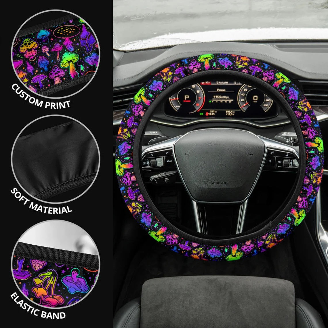Magic Mushroom Glow Car Steering Wheel Cover