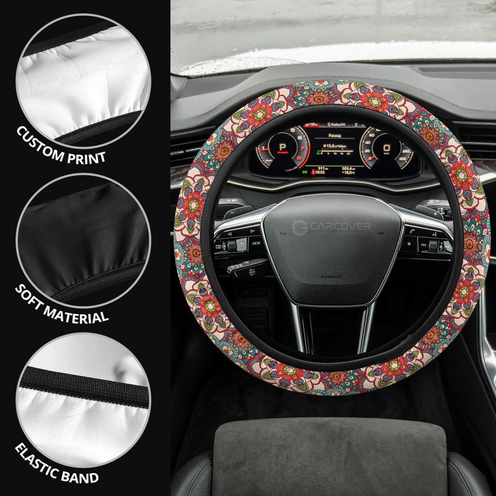 Mandala Steering Wheel Covers Custom Mandala Flower Car Accessories