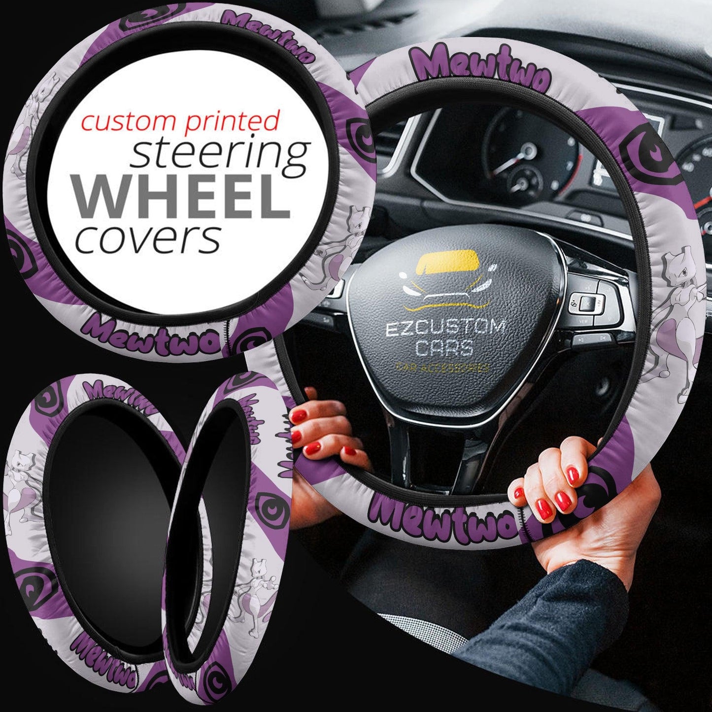 Mewtwo Pokemon Anime Steering Wheel Cover