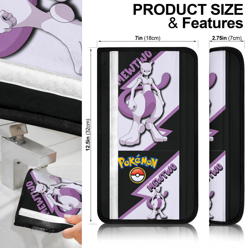 Mewtwo car seat belt covers Anime Custom Car Accessories