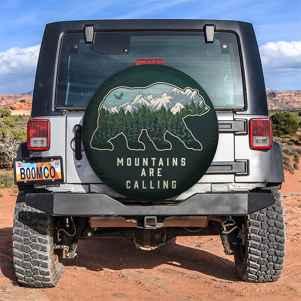 Mountains Are Calling Bear Jeep Car Spare Tire Cover