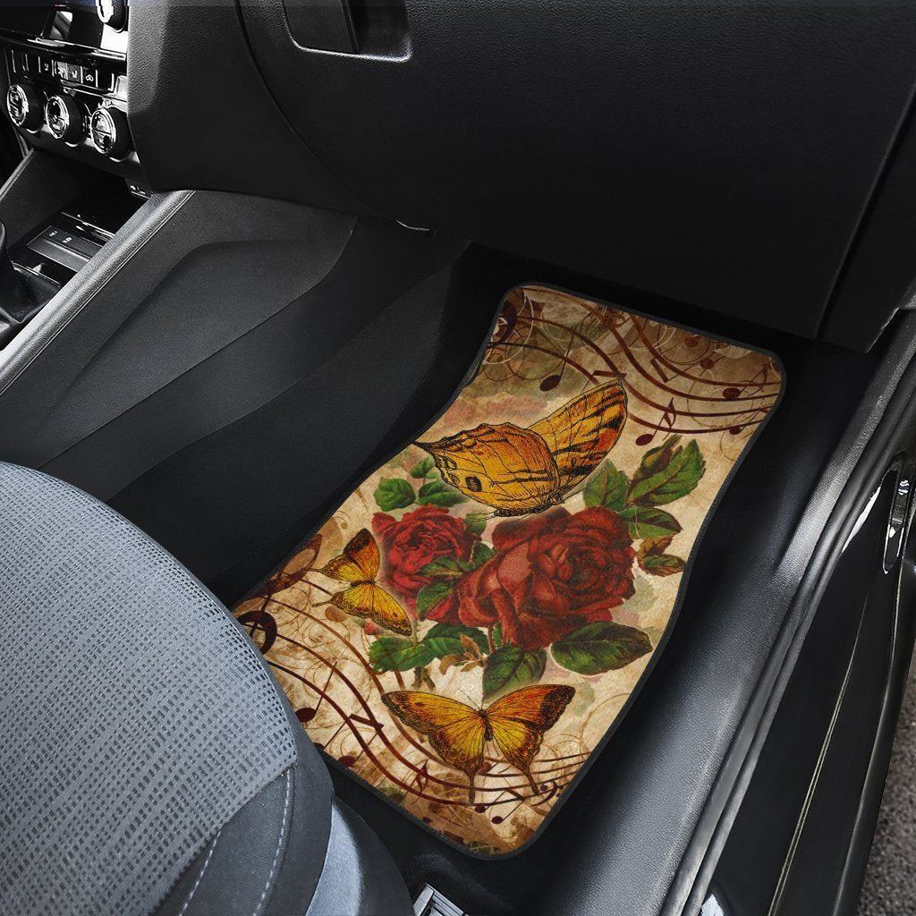 Music Note Butterfly Car Floor Mats Custom Red Rose Car Accessories