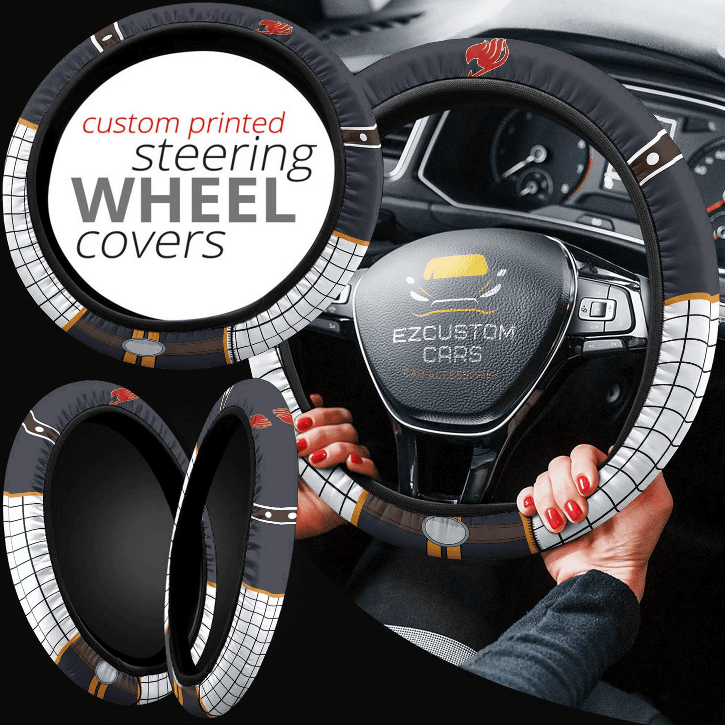 Natsu Dragneel Fairy Tail Anime Steering Wheel Cover