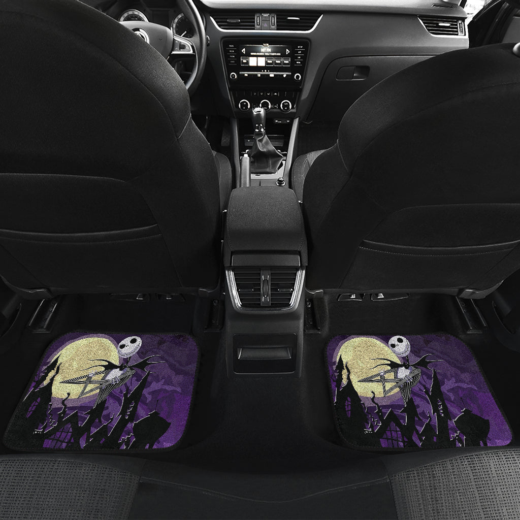 Nightmare Before Christmas Cartoon Car Floor Mats | Jack Skellington Standing On Roof Oogie Car Mats Ci100704