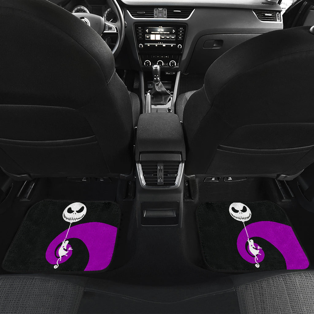 Nightmare Before Christmas Cartoon Car Floor Mats | Sally Silhouette Holding Jack Head Balloon Car Mats Ci100605