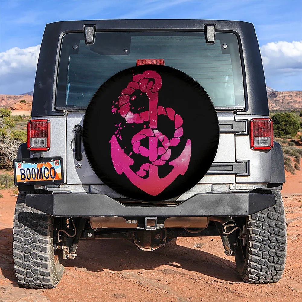 Pink Anchor Jeep Car Leather Spare Tire Cover - PersonalizedFury