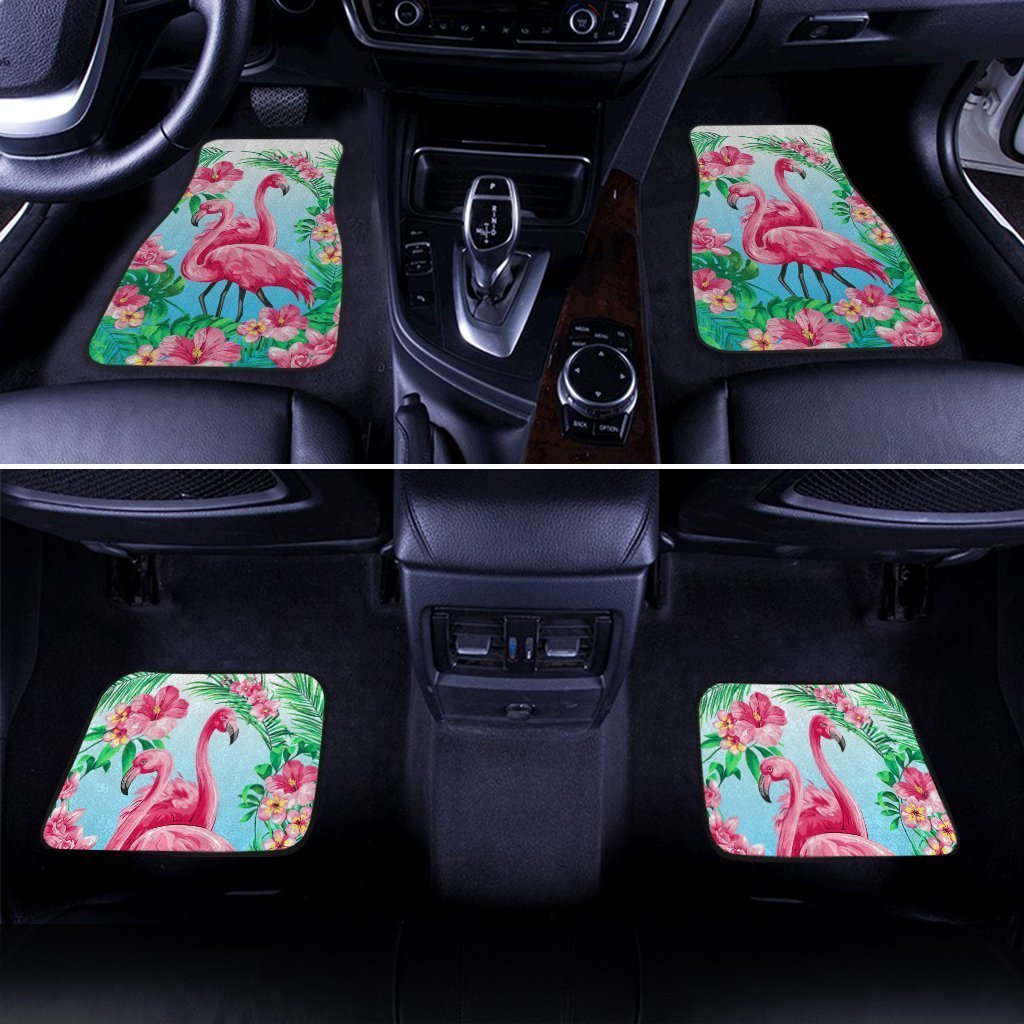 Pink Flamingo Car Floor Mats Custom Tropical Flower Car Accessories