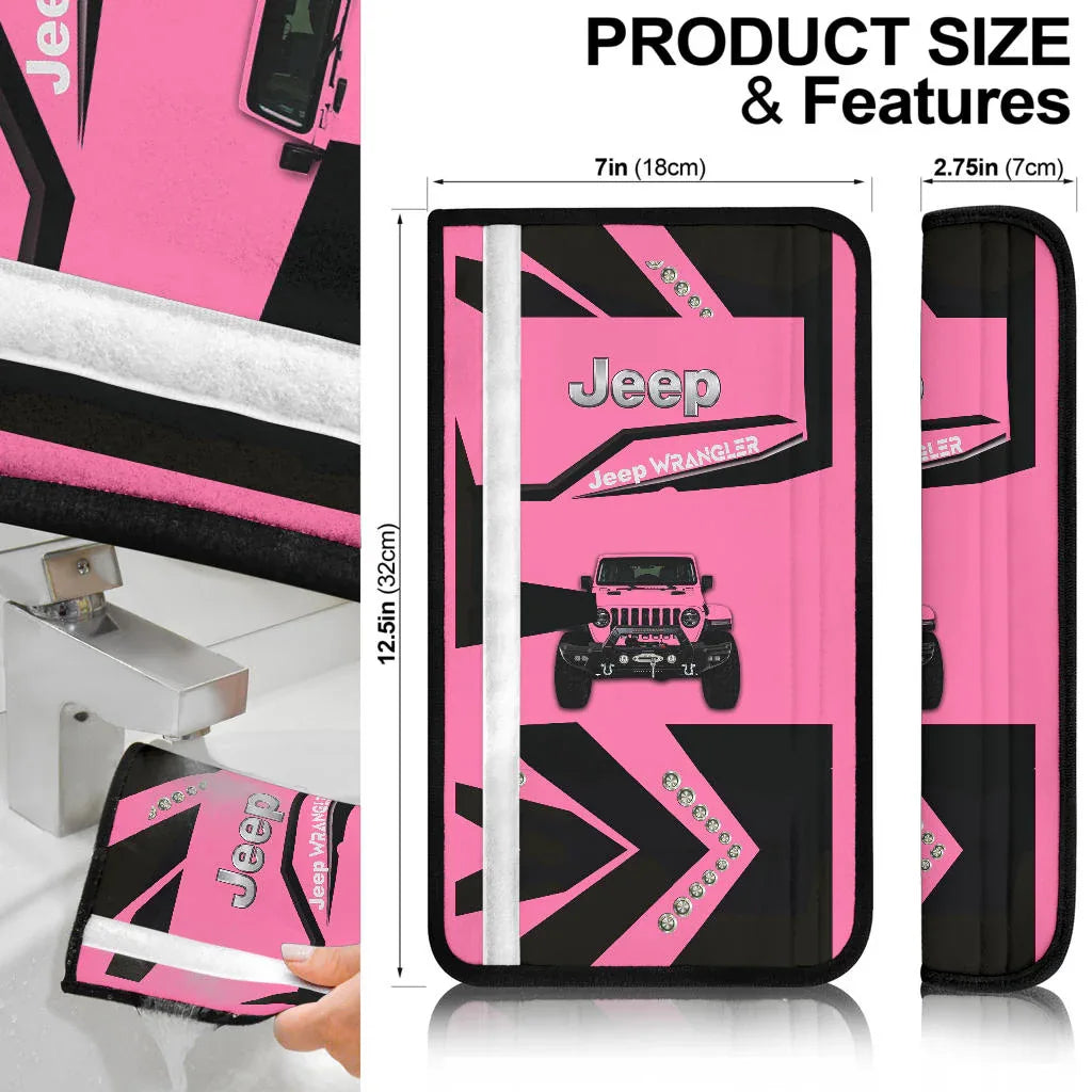 Pink Jeep Car Seat Belt Cover Custom Car Accessories - PersonalizedFury