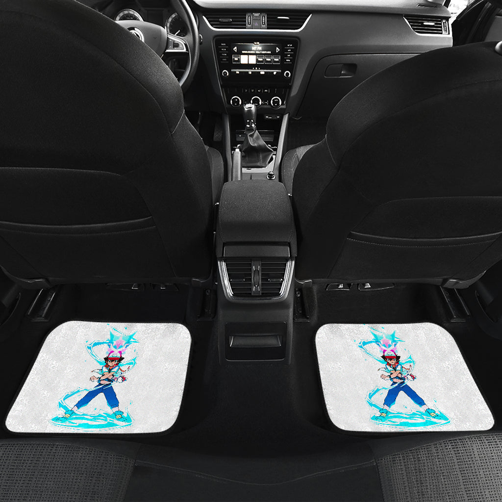 Pokemon Anime Car Floor Mats - Ash Ketchum Satoshi Blue Lightning Power Car Mats Ci110201