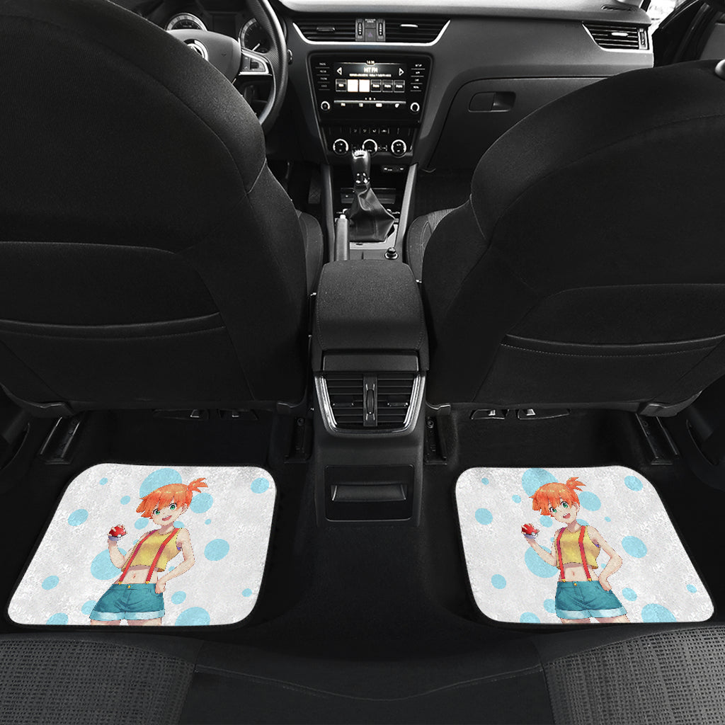 Pokemon Anime Car Floor Mats - Energetic Kasumi Misty Smiling Holding Poke Ball Car Mats Ci111301