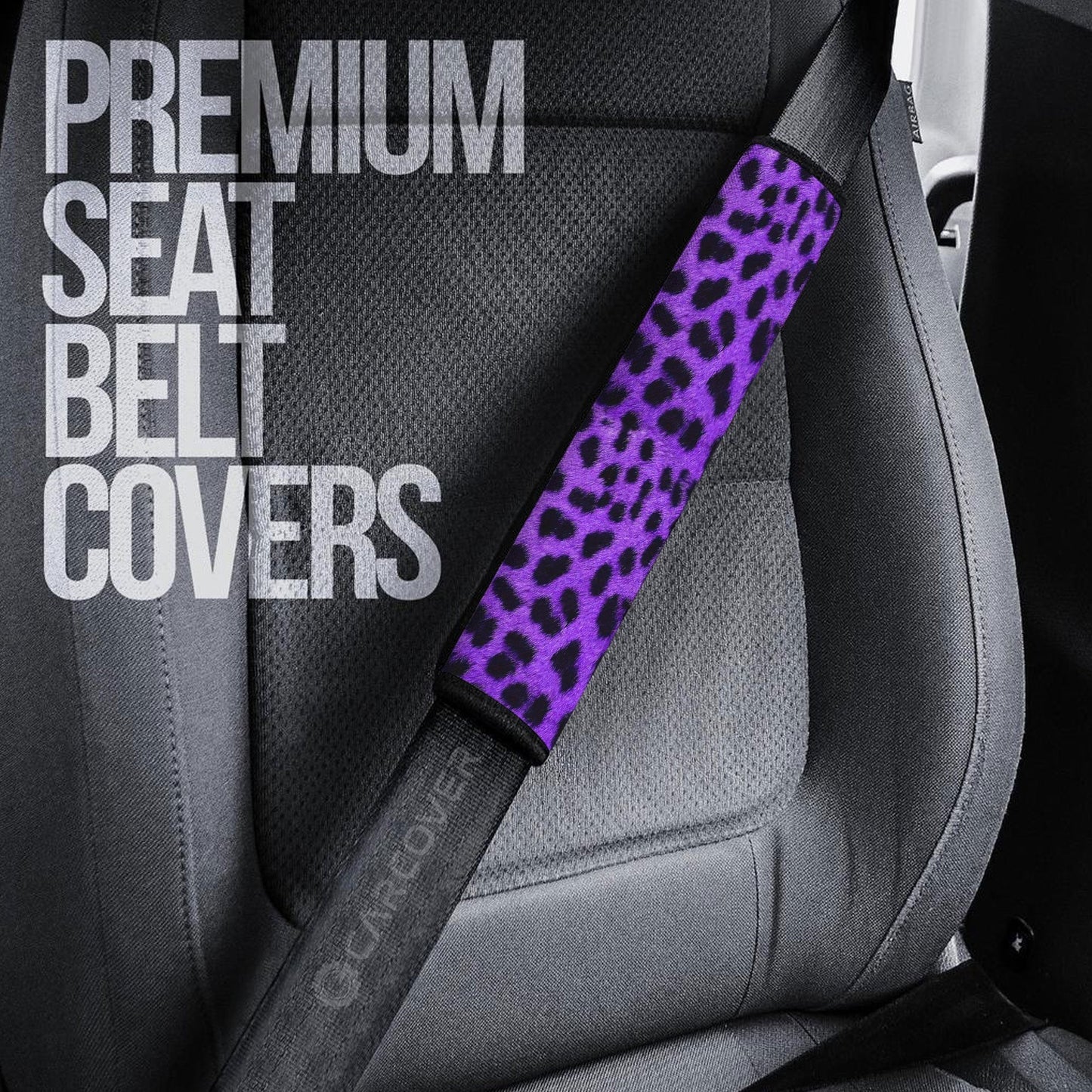 Purple Cheetah Skin Seat Belt Covers Custom Printed Car Accessories