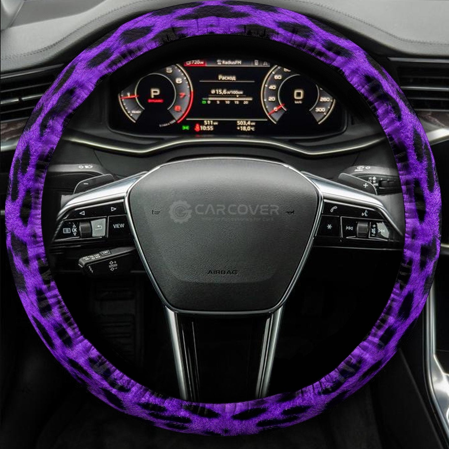 Purple Cheetah Skin Steering Wheel Cover Custom Printed Car Accessories