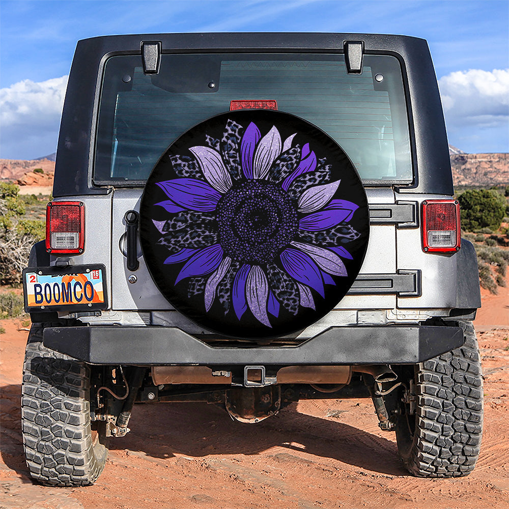 Purple Cheetah Sunflower Jeep Car Spare Tire Cover
