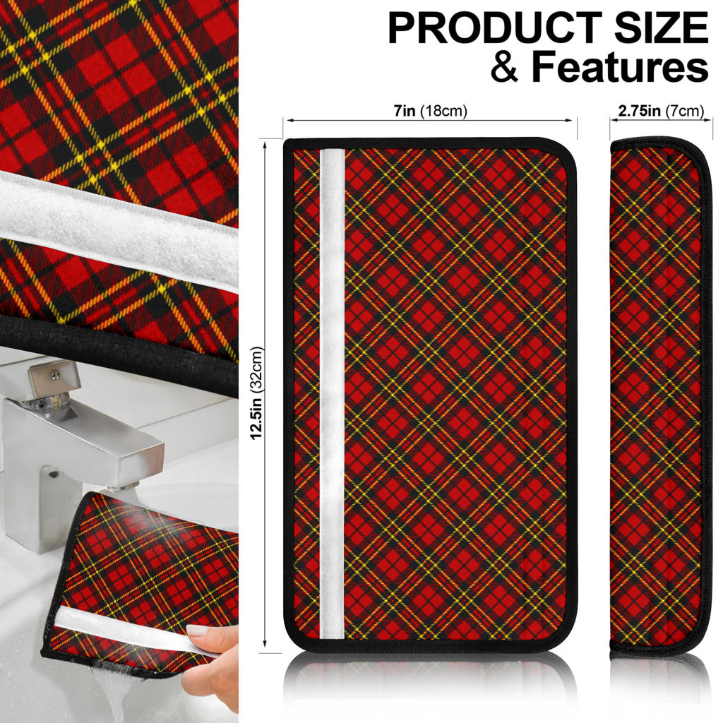 Red Black Fabric Premium Custom Car Seat Belt Covers