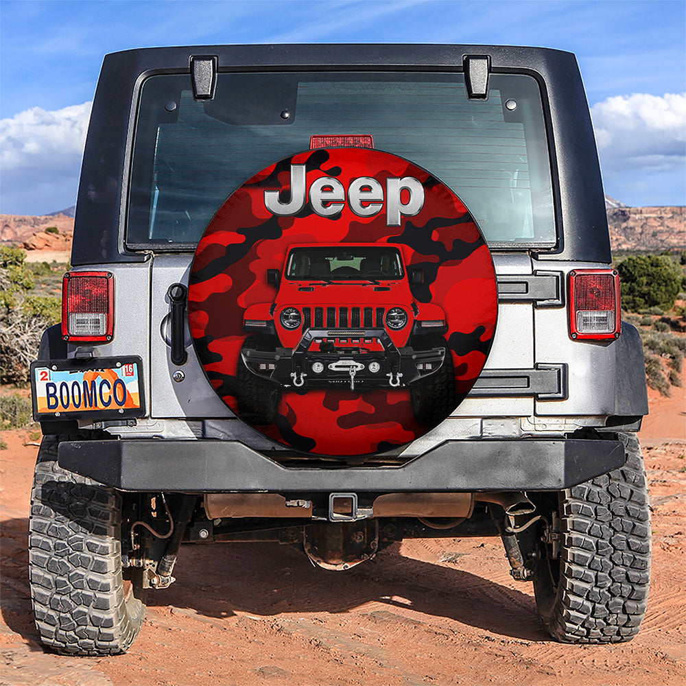 Red Jeep Camouflage Car Spare Tire Cover