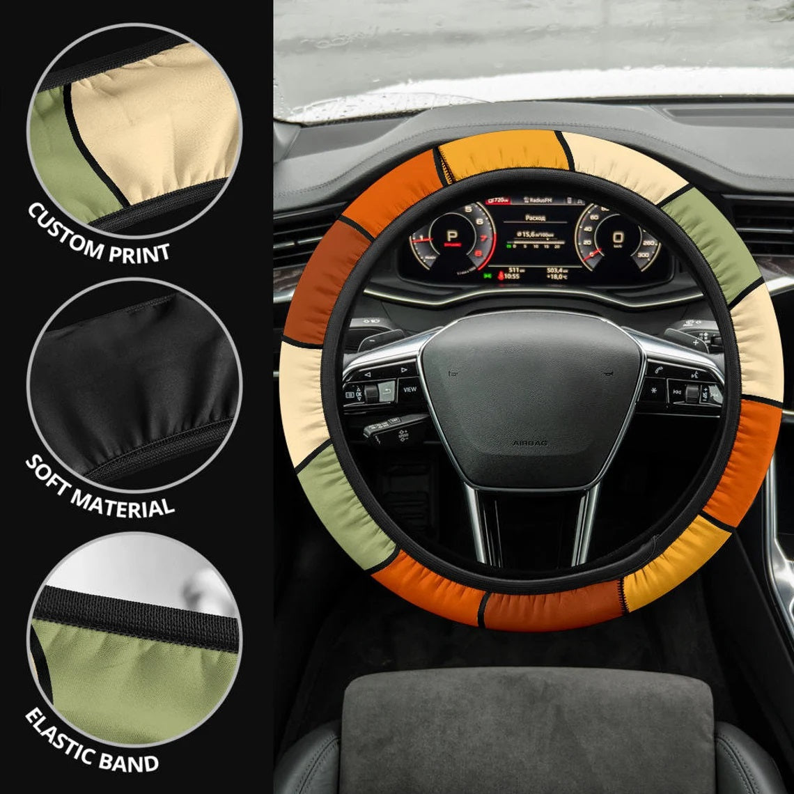 Retro Stripes Car Steering Wheel Cover