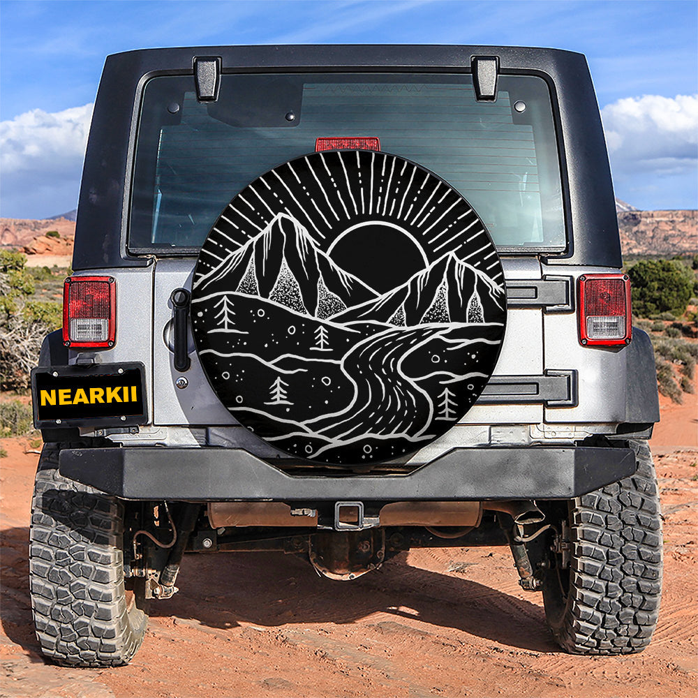 River Through The Mountains Car Spare Tire Cover