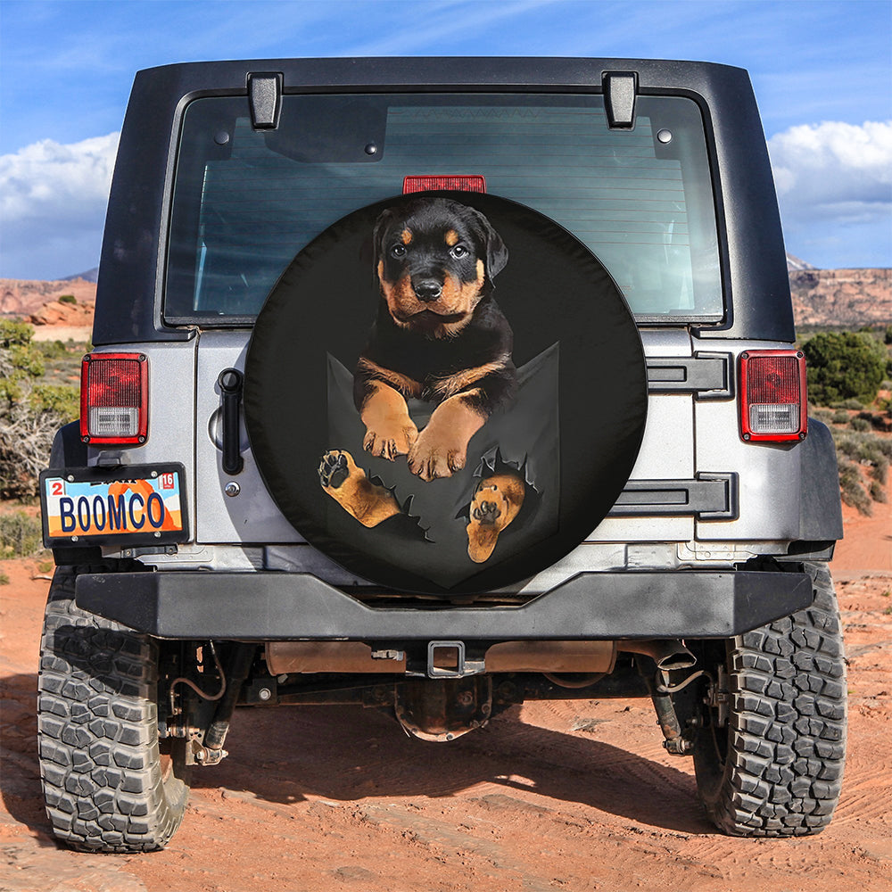 Rottweiler Puppy Dog Hanging Cute Jeep Car Spare Tire Cover
