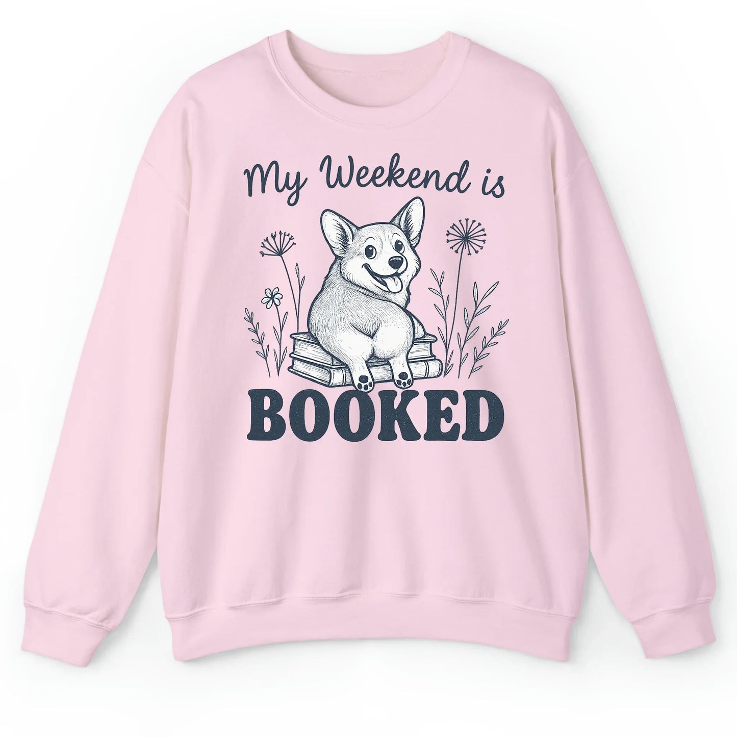 My Weekend is Booked Corgi T-Shirt – Funny Book Lover Dog Tee