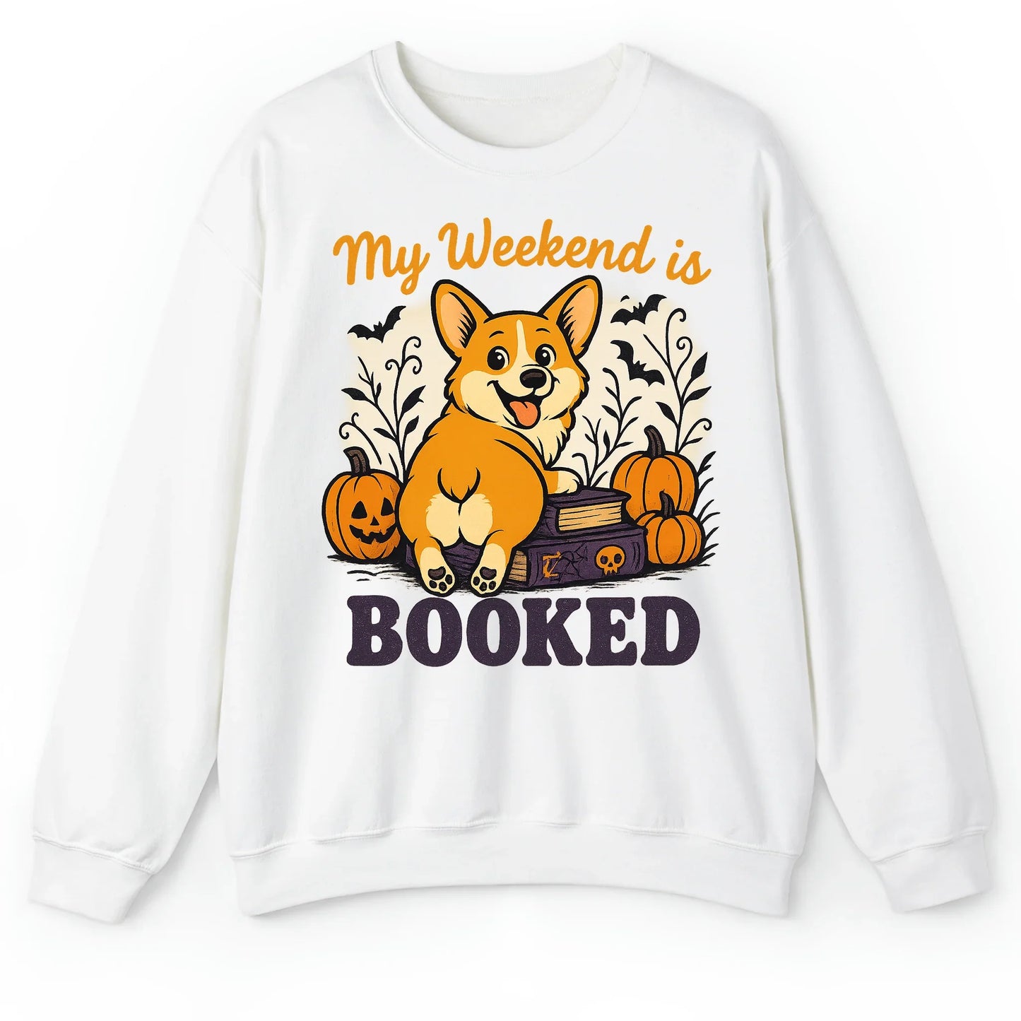 My Weekend is Booked Halloween Corgi T-Shirt – Funny Dog Lover Tee