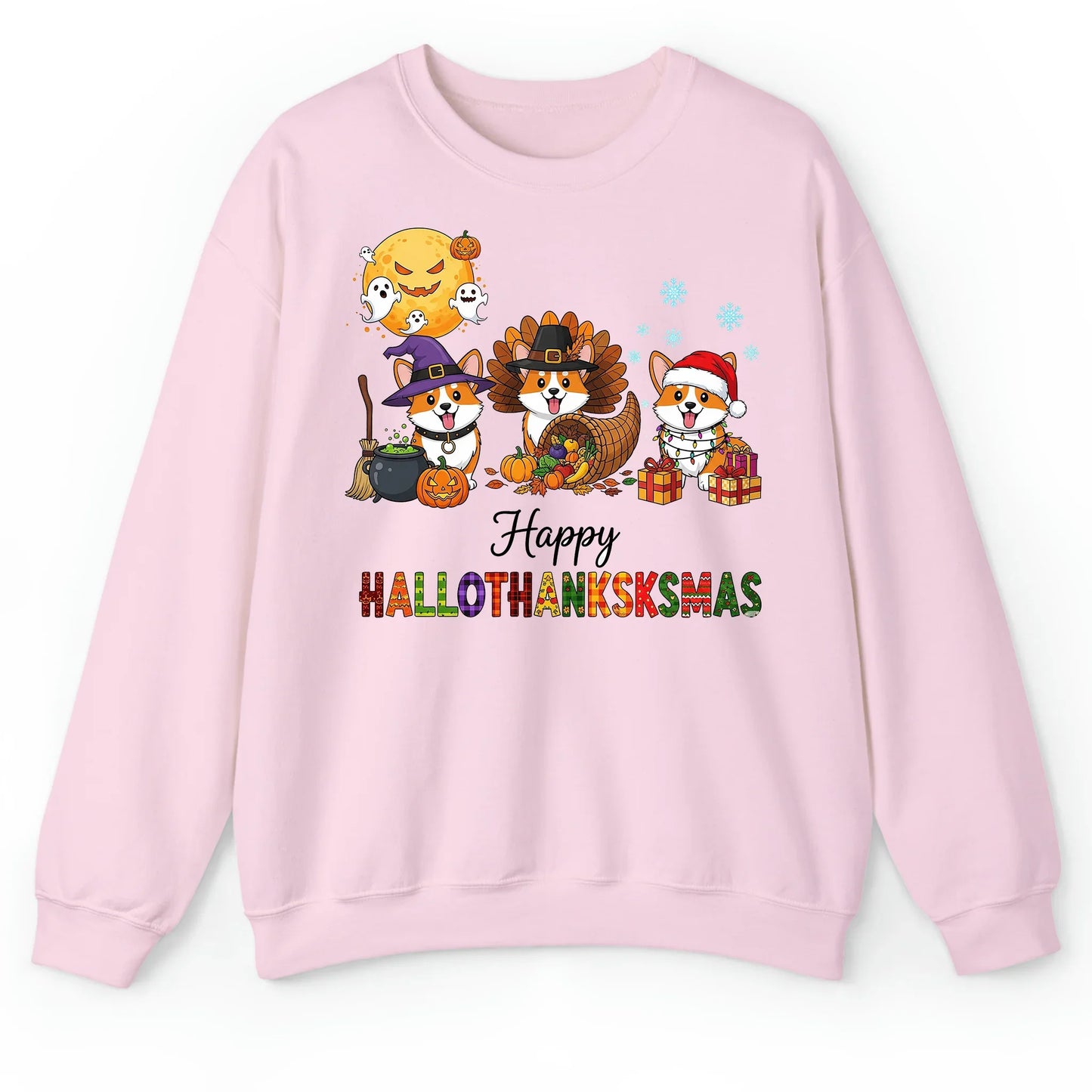 Happy Hallothanksksmas Corgi T-Shirt – Funny Holiday Dog Lover Tee