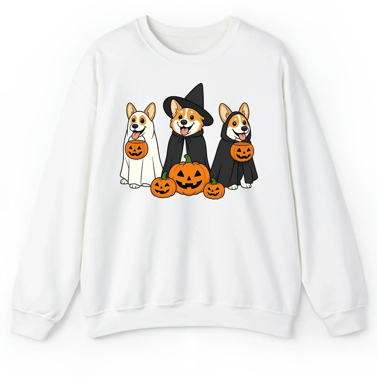 Corgi Halloween Shirt – Funny Ghost & Witch Dog Costume Print