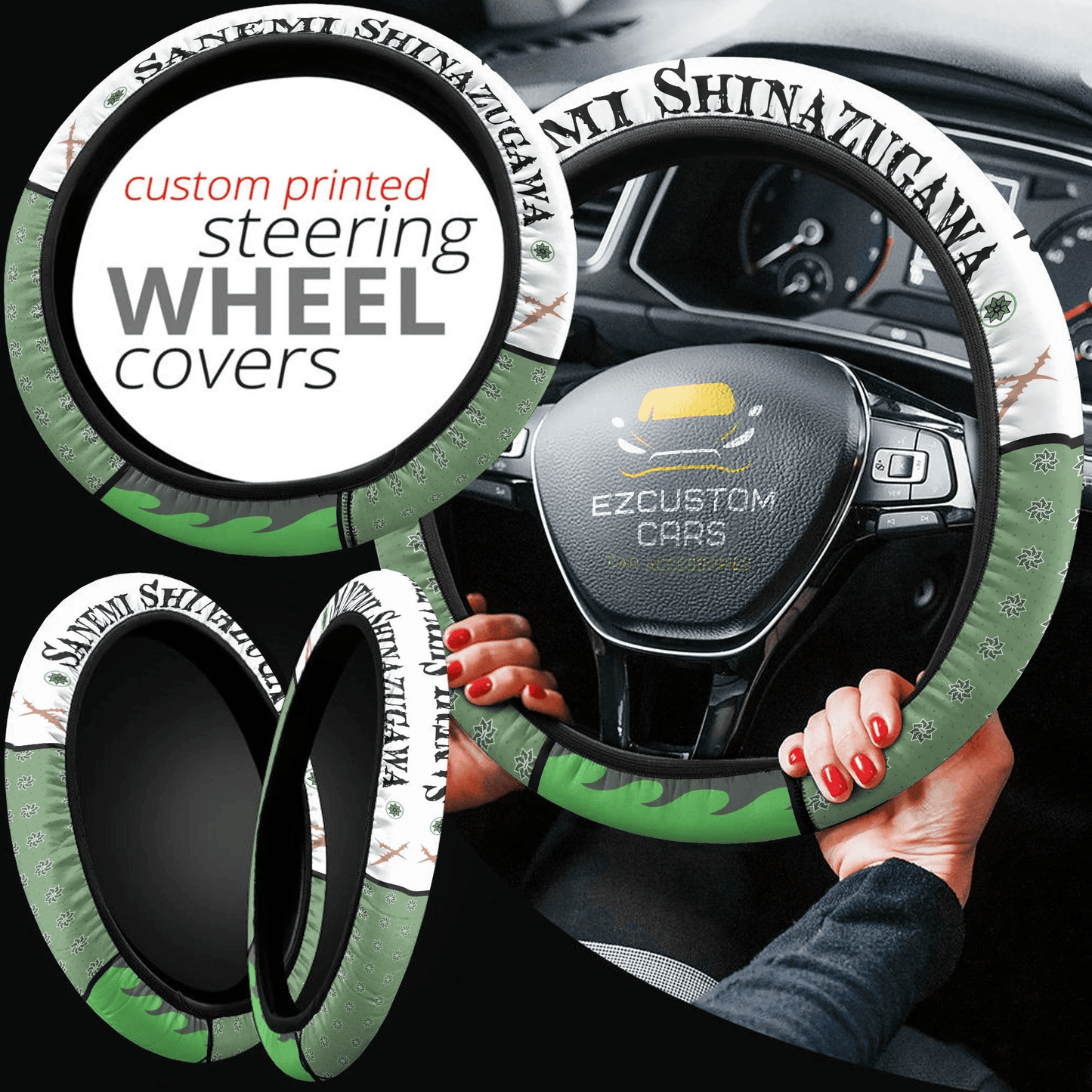 Sanemi Shinazugawa Demon Slayer Anime Steering Wheel Cover Custom Anime Car Accessories