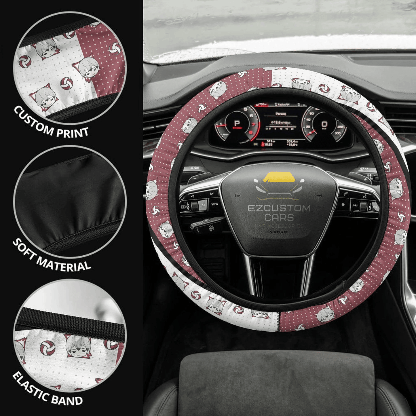 Shinsuke Kita Anime Steering Wheel Cover Custom Haikyuu Anime Car Accessories