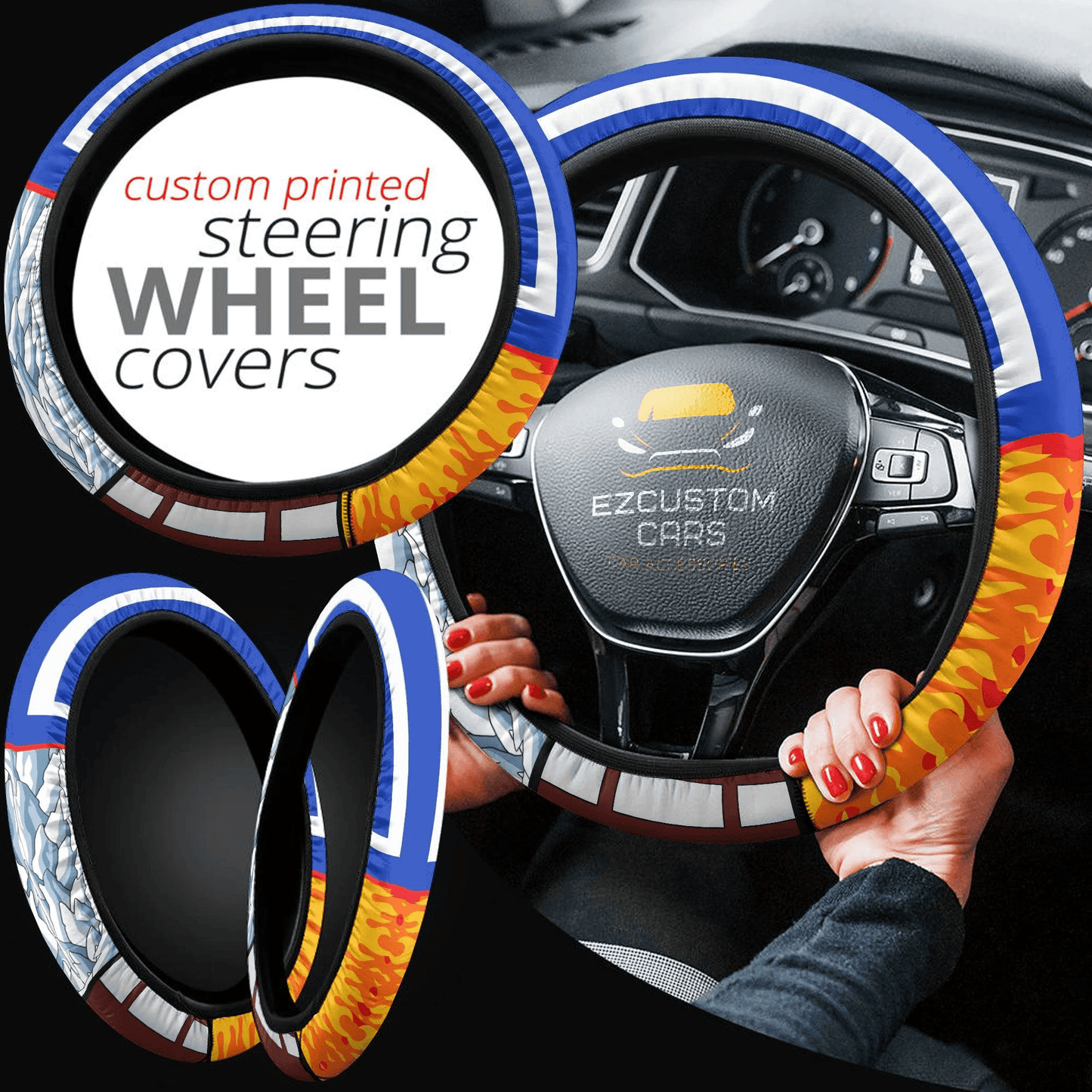 Shoto Todoroki Anime Steering Wheel Cover Custom Anime My Hero Academia Car Accessories